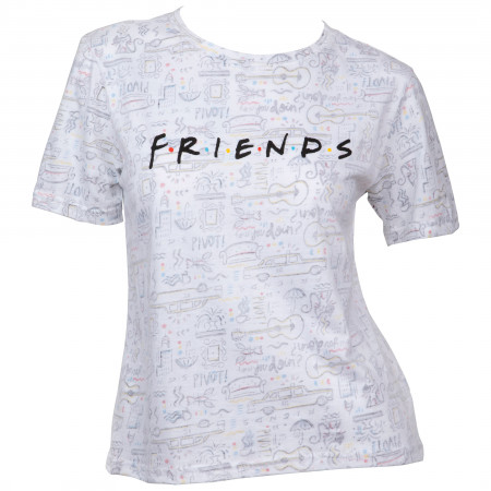 Friends TV Show Text Over All Over Print T-Shirt